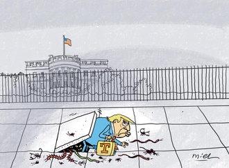 Trump exits the Whitehouse