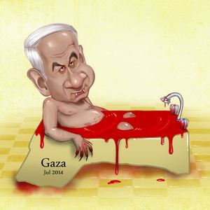 Netanyahu Benjamin by Hossein Shojai Tabatabai-Iran/best cartoon-2014