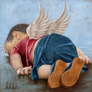 The Exhibition of Cartoon about Drowned Refugee Syrian Kid