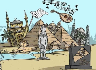 نمایشگاه بین‌المللی کارتون شادی جهانی در افتتاحیه موزه بزرگ مصر | 2025