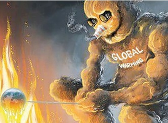 انسان و آلودگی در کارتونی از اسامه حجاج