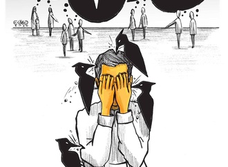 هشدار یک کارتونیست به تهدید شدن روانی مبتلایان کرونا