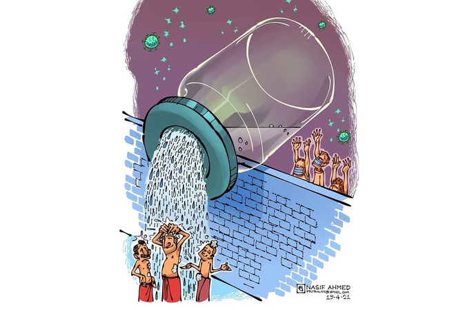 توزیع نامساوی واکسن در کارتونی از نصیف احمد