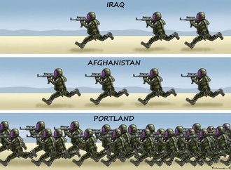 Iraq, Afghanistan, Portland