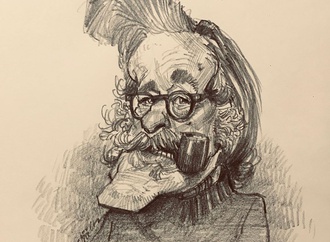 ralph gleason co founder of crolling stonec pencil sketch