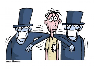 Rich people greet each other in times of pandemic