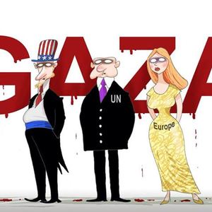 Gaza as seen by the official Western Media/ Khalid Alhashimi-Bahrain/best cartoon-2014