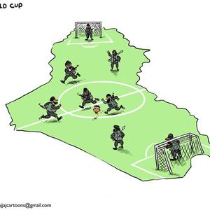 Daesh in Iraq & world cup by Osama Hajjaj- Jordan/Best political cartoon-2014
