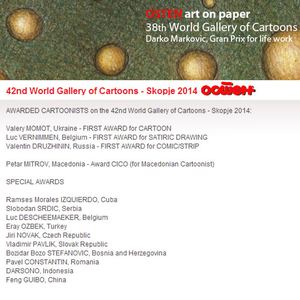 The results of the 42nd World Gallery of Cartoons - Skopje-2014