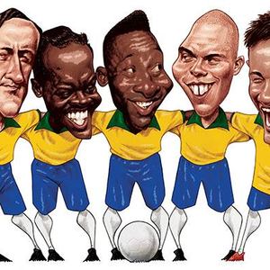 Arthur Friedenreich, Leonidas da Silva, Pele, Ronaldo and Neymar by Eduardo Baptistao-Brazil/best caricature-2014